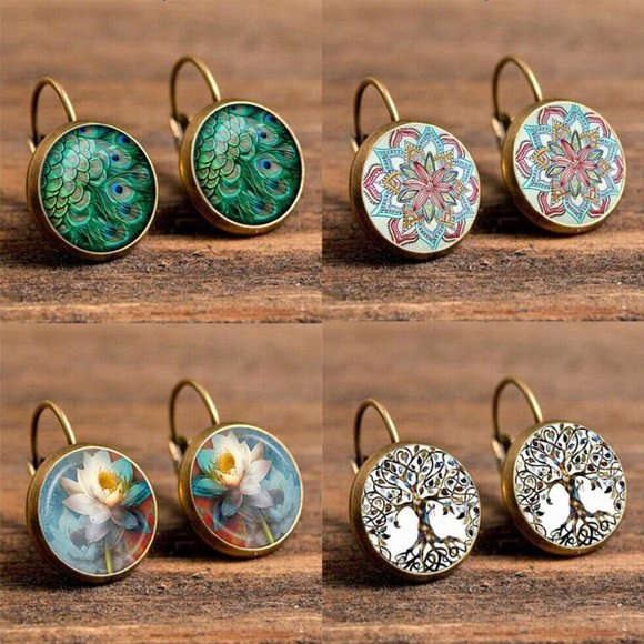 Trendy Ethnic Flower Earrings Bohemian Vintage Earrings For Women, HA4053 - Picture 2 of 2